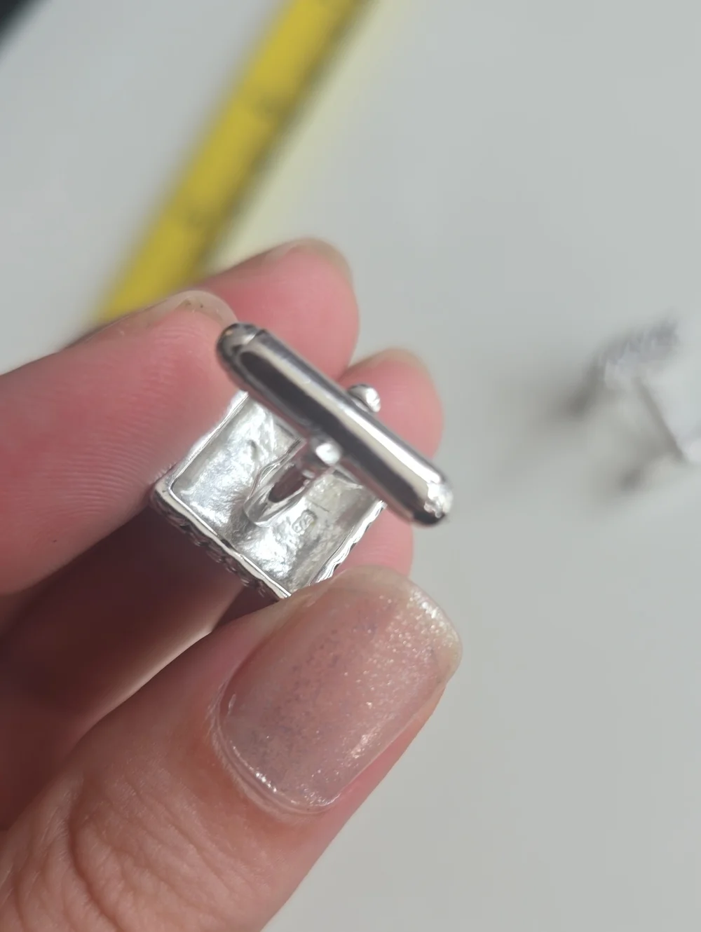 Square Rope-Textured Sterling Silver Cuff Links with Blue Topaz